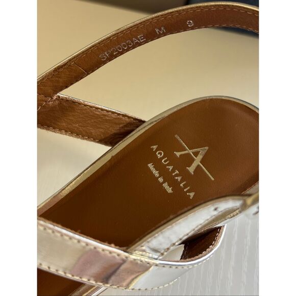 Aquatalia Rosetta Patent Slingback Sandals metallic size 9 - Picture 12 of 13
